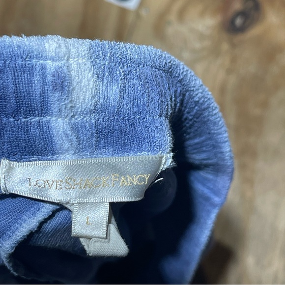 LoveShackFancy Blue Stripe Tie-Dye Santinella Pant w/ Patches women Large @B5 - Picture 8 of 8